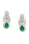 Buy_Ruby Raang_Green Gemstones Emerald And Diamond Designer Earrings _Online_at_Aza_Fashions