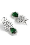 Shop_Ruby Raang_Green Gemstones Emerald And Diamond Designer Earrings _Online_at_Aza_Fashions