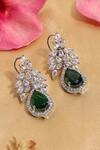 Shop_Ruby Raang_Green Gemstones Emerald And Diamond Designer Earrings _at_Aza_Fashions