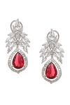 Ruby Raang_Red Diamonds Ruby Embellished Earrings _Online_at_Aza_Fashions