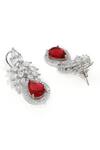 Buy_Ruby Raang_Red Diamonds Ruby Embellished Earrings _Online_at_Aza_Fashions
