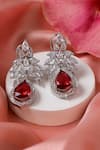 Shop_Ruby Raang_Red Diamonds Ruby Embellished Earrings _at_Aza_Fashions