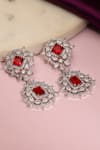 Shop_Ruby Raang_Red Gemstones Doublet And Ruby Earrings _at_Aza_Fashions