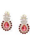 Buy_Ruby Raang_Red Gemstones, Crystals Ruby And Diamond Stone Designer Earrings _Online_at_Aza_Fashions