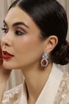 Buy_Ruby Raang_Red Gemstones, Crystals Ruby And Diamond Stone Designer Earrings _at_Aza_Fashions