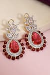 Shop_Ruby Raang_Red Gemstones, Crystals Ruby And Diamond Stone Designer Earrings _at_Aza_Fashions