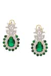 Ruby Raang_Green Gemstones, Diamonds Emerald Embellished Earrings _Online_at_Aza_Fashions