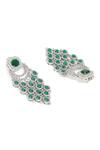 Ruby Raang_Green Gemstones Long Chandelier Earrings _Online_at_Aza_Fashions