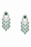 Buy_Ruby Raang_Green Gemstones Long Chandelier Earrings _Online_at_Aza_Fashions