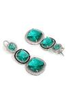 Ruby Raang_Green Crystals Long Emerald Earrings _Online_at_Aza_Fashions
