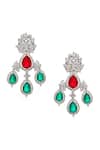 Ruby Raang_Multi Color Gemstones, Crystals Long Diamond And Stone Earrings _Online_at_Aza_Fashions