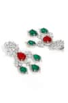 Buy_Ruby Raang_Multi Color Gemstones, Crystals Long Diamond And Stone Earrings _Online_at_Aza_Fashions