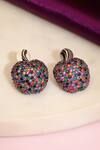 Shop_Ruby Raang_Multi Color Crystals Apple Stud Earrings _at_Aza_Fashions
