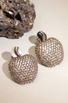 Shop_Ruby Raang_Gold Plated Rhinestones Apple Champagne Studs Earring _at_Aza_Fashions