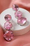 Shop_Ruby Raang_Pink Crystals Designer Earrings _at_Aza_Fashions