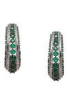 Buy_Ruby Raang_Green Crystals, Gemstones Designer Half Hoop Earrings _Online_at_Aza_Fashions
