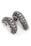 Ruby Raang_Silver Plated Crystals Half Loop Earrings _Online_at_Aza_Fashions
