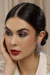 Buy_Ruby Raang_Silver Plated Crystals Half Loop Earrings _at_Aza_Fashions