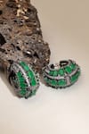 Shop_Ruby Raang_Green Stones Half Loop Earrings _at_Aza_Fashions