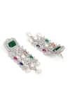 Ruby Raang_Multi Color Gemstones, Pearls Long Stone Earrings With Drops _Online_at_Aza_Fashions
