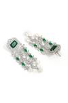 Ruby Raang_Green Crystals, Pearls, Gemstones Long And Emerald Earrings _Online_at_Aza_Fashions
