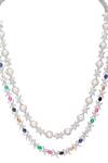 Ruby Raang_Multi Color Stone Double Layered Long Necklace _Online_at_Aza_Fashions