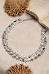 Shop_Ruby Raang_Multi Color Stone Double Layered Long Necklace _at_Aza_Fashions