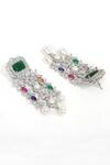 Buy_Ruby Raang_Multi Color Gemstones, Pearls Stone Double Layered Necklace And Earrings _Online_at_Aza_Fashions