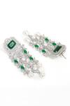 Ruby Raang_Green Gemstones, Pearls Emerald Layered Necklace And Earring Set _at_Aza_Fashions