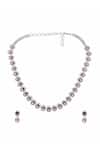 Ruby Raang_Purple Rhinestones Designer Necklace And Earrings Set _Online_at_Aza_Fashions