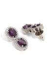 Ruby Raang_Purple Rhinestones Designer Necklace And Earrings Set _at_Aza_Fashions
