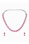 Ruby Raang_Pink Rhinestones Designer Necklace And Earring Set _Online_at_Aza_Fashions