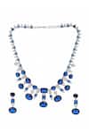 Shop_Ruby Raang_Blue Crystals, Stones Embellished Necklace Set _Online_at_Aza_Fashions