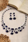 Shop_Ruby Raang_Blue Crystals, Stones Embellished Necklace Set _at_Aza_Fashions