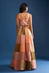 Shop_Samyukta Singhania_Multi Color Brocade, Silk Embroidery Round Neck Lehenga Set _at_Aza_Fashions