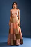 Samyukta Singhania_Multi Color Brocade, Silk Embroidery Round Neck Lehenga Set _Online_at_Aza_Fashions