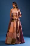 Samyukta Singhania_Multi Color Brocade, Silk Embroidery Round Neck Lehenga Set _at_Aza_Fashions
