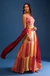 Buy_Samyukta Singhania_Multi Color Brocade, Silk Embroidery Round Neck Lehenga Set _Online_at_Aza_Fashions