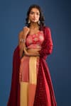 Shop_Samyukta Singhania_Multi Color Brocade, Silk Embroidery Round Neck Lehenga Set _Online_at_Aza_Fashions