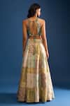 Shop_Samyukta Singhania_Multi Color Brocade, Silk Embroidery V-neck Lehenga Set _at_Aza_Fashions