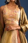 Buy_Samyukta Singhania_Multi Color Brocade, Silk Embroidery Round Neck Lehenga Set _Online_at_Aza_Fashions