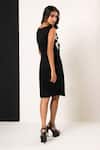 Shop_That Thing You Love_Black Neoprene Sequins, Embroidery V-neck Belle Fleur Dress _at_Aza_Fashions