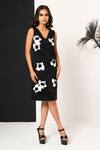 That Thing You Love_Black Neoprene Sequins, Embroidery V-neck Belle Fleur Dress _Online_at_Aza_Fashions
