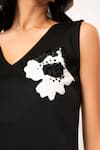 That Thing You Love_Black Neoprene Sequins, Embroidery V-neck Belle Fleur Dress _at_Aza_Fashions