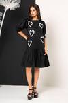 Buy_That Thing You Love_Black Cotton Beads Square Neck Mio Amore Designer Dress _at_Aza_Fashions