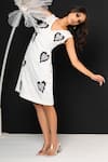 That Thing You Love_White Neoprene Embroidery V-neck Belle Amour Dress _at_Aza_Fashions