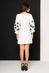 Shop_That Thing You Love_White Crepe Embroidery Round Neck Jardin Fleur Dress _at_Aza_Fashions