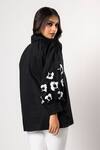Shop_That Thing You Love_Black Cotton Beads, Fabric Flowers Collared Jardin Fleur Shirt _at_Aza_Fashions
