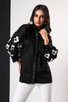 Buy_That Thing You Love_Black Cotton Beads, Fabric Flowers Collared Jardin Fleur Shirt _at_Aza_Fashions