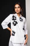 Buy_That Thing You Love_White Cotton Embroidery, Sequins Collared Jardin Fleur Shirt _at_Aza_Fashions